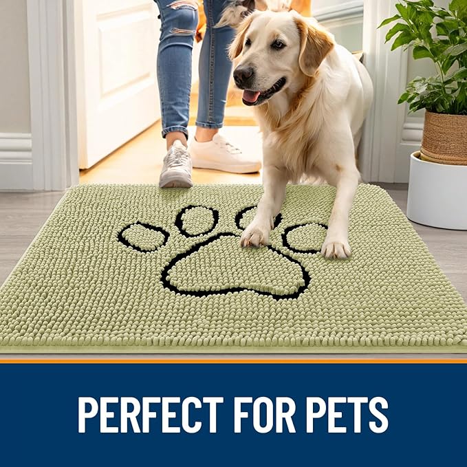 OLANLY Dog Door Mat for Muddy Paws 48x30, Paw Print Design, Absorbs Moisture - Image 6