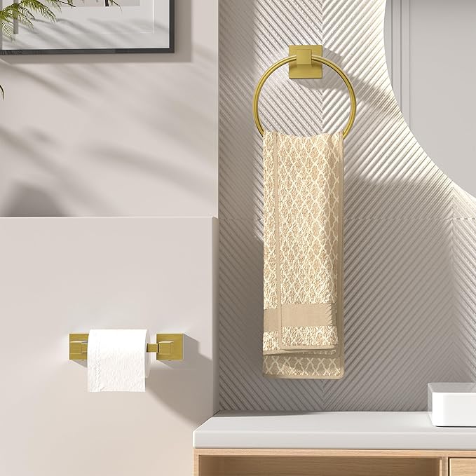 FORIOUS Toilet Paper Holder Wall Mount and Hand Towel Ring Set, SUS 304 - Image 2