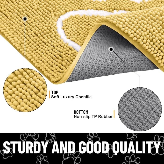 Smiry Dog Door Mat for Muddy Paws, Absorbent Dirt Trapper Non Slip Quick Dry - Image 3