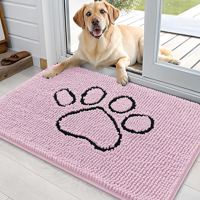 OLANLY Dog Door Mat for Muddy Paws 36x24, Paw Print Design, Absorbs Moisture by OLANLY