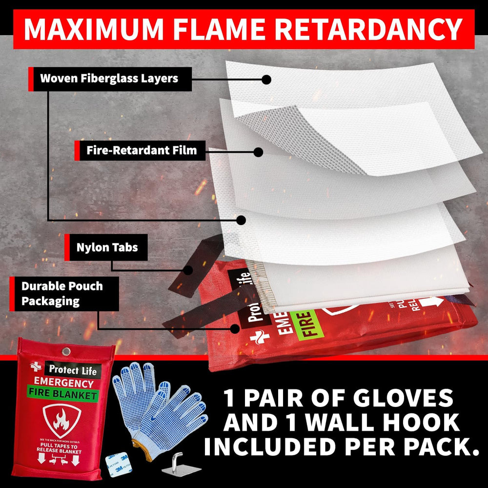 Protect Life Saving Emergency Fire Blankets 4 Pack - 40"x40", Fire ...
