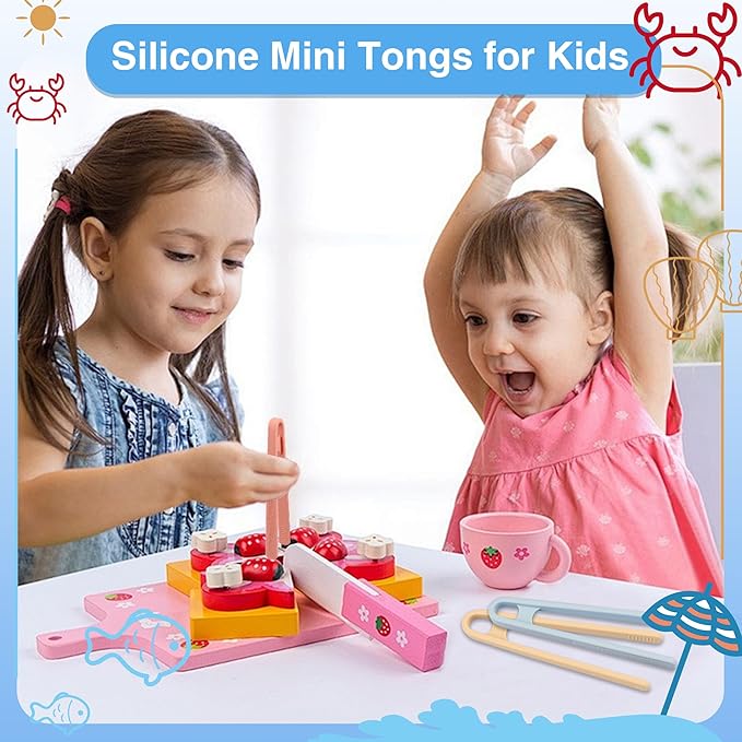 3 Pcs Silicone Mini Tongs 5.5 Inch 3 Colors Small Toddler Tongs, Silicone - Image 5