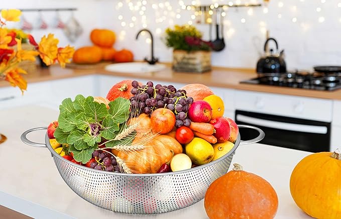 TeamFar Colander Set of 3, Stainless Steel Perforated Metal Colander Strainer - Image 9