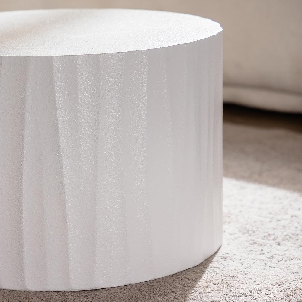 Nesting Coffee Table Set of 2, Modern Round Wooden Drum Side End Coffee Table...