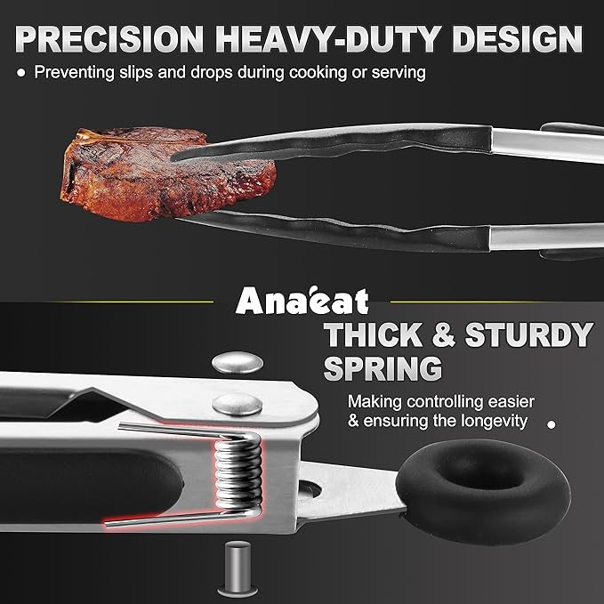 Anaeat Non-Stick Silicone Locking Tong Set of 3 - Image 2