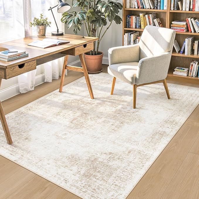 Area Rug 4x6 Washable Rug, Vintage Boho Medallion Rugs Non-Slip Soft Low Pile - Image 2