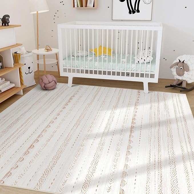 Nakagishi 6x8 Area Rugs Living Room: Washable Boho Large Neutral Soft Farmhouse - Image 5