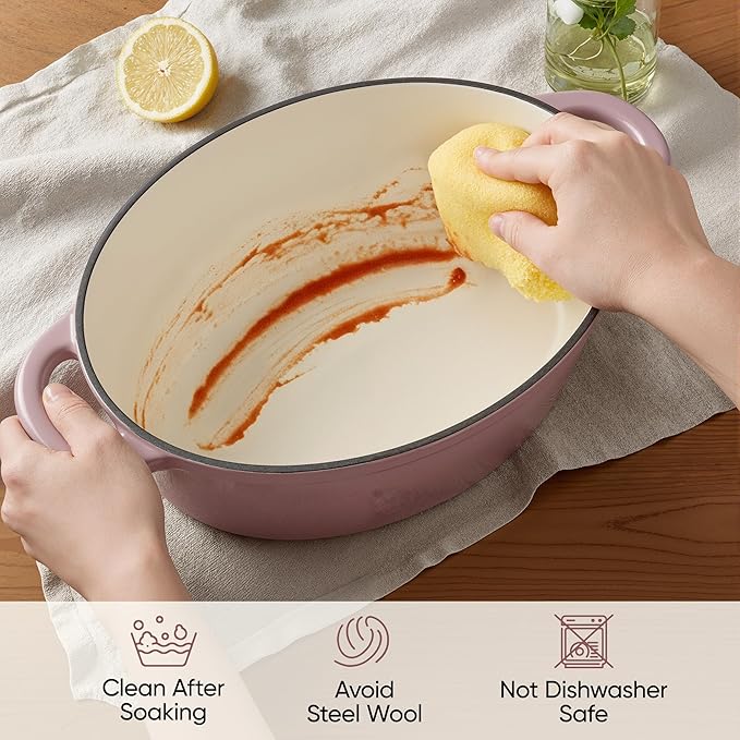 Oval Dutch Oven for Bread Baking, 4.5 Quart Non Stick Enameled Cast Iron Dutch - Image 7