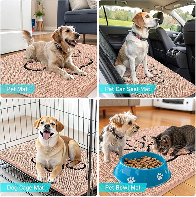 OLANLY Dog Door Mat for Muddy Paws 36x24, Paw Print Design, Absorbs Moisture - Image 7
