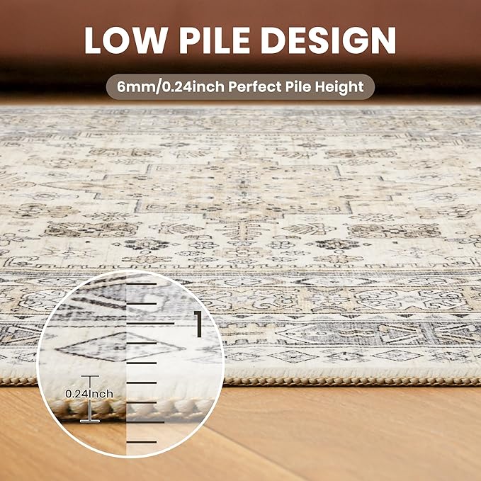 zesthome 2x6 Runner Rug for Hallways, Machine Washable Rug, Non Slip Vintage - Image 7