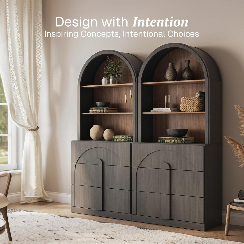BELLEZE Bijou Storage Cabinet with Drawer, Set of 2 - Ebony