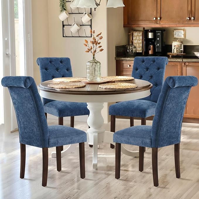 Tufted Dining Chairs Set of 4, Upholstered Parsons Dining Room Chairs, Fabric...