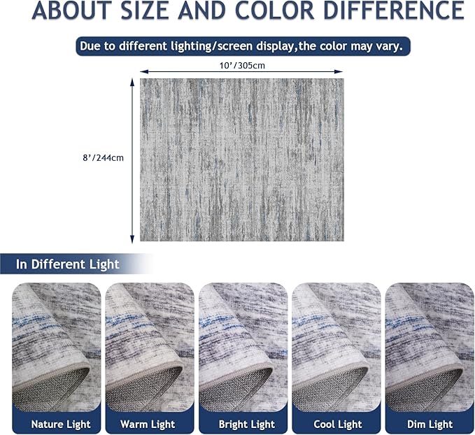 8x10 Area Rugs for Living Room, Modern Abstract Non-Slip Backing Washable Rugs - Image 2