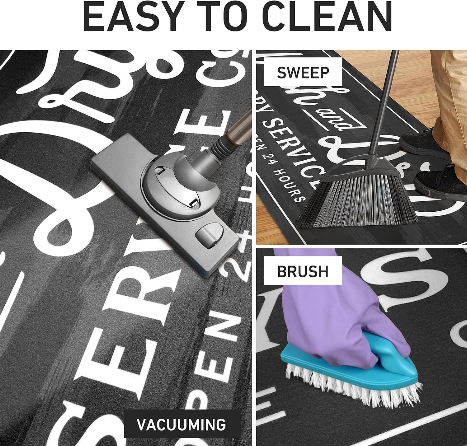 KOZYFLY Laundry Room Rug Runner 20"x60" Non Slip Kitchen Rugs Washable Laundry Room Mat Waterproof Mudroom Floor Carpet Runner Farmhouse Decor, 1.7x5ft, Dark Grey, Wash and Dry