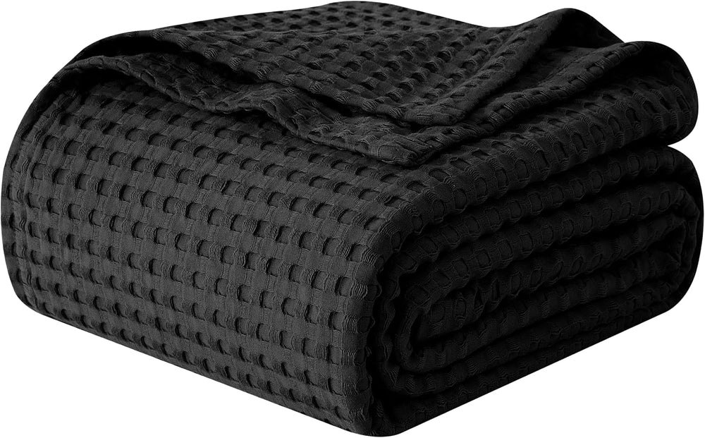 Elegant Comfort Premium 100% Cotton Waffle Blanket - Lightweight Breathable W...