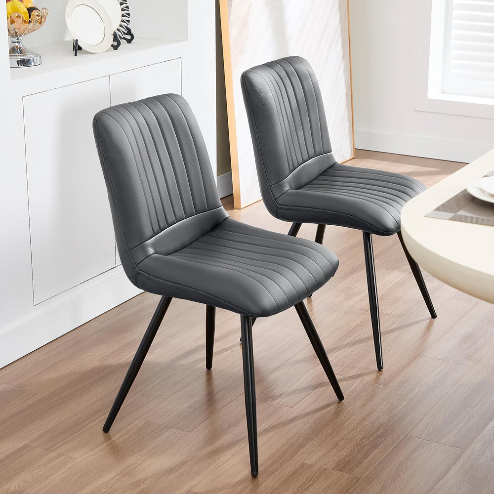 Dining Chairs Set of 2, Modern Dining Chairs with Thick Cushions, PU Leather ...