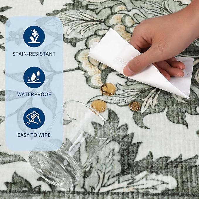 GarveeHome Provence Fog 2x6 Washable Kitchen Runner Rugs Non Slip Vintage Boho - Image 7