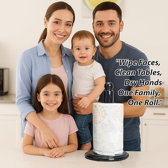 Black Marble Paper Towel Holder – Handmade Heavyweight Stand - Image 4