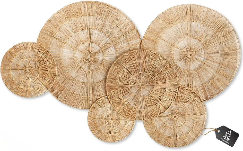 CHI AN HOME Wicker 23 Inch Jute Wall Decor Baskets, Set of 6 Extra Large Wove...