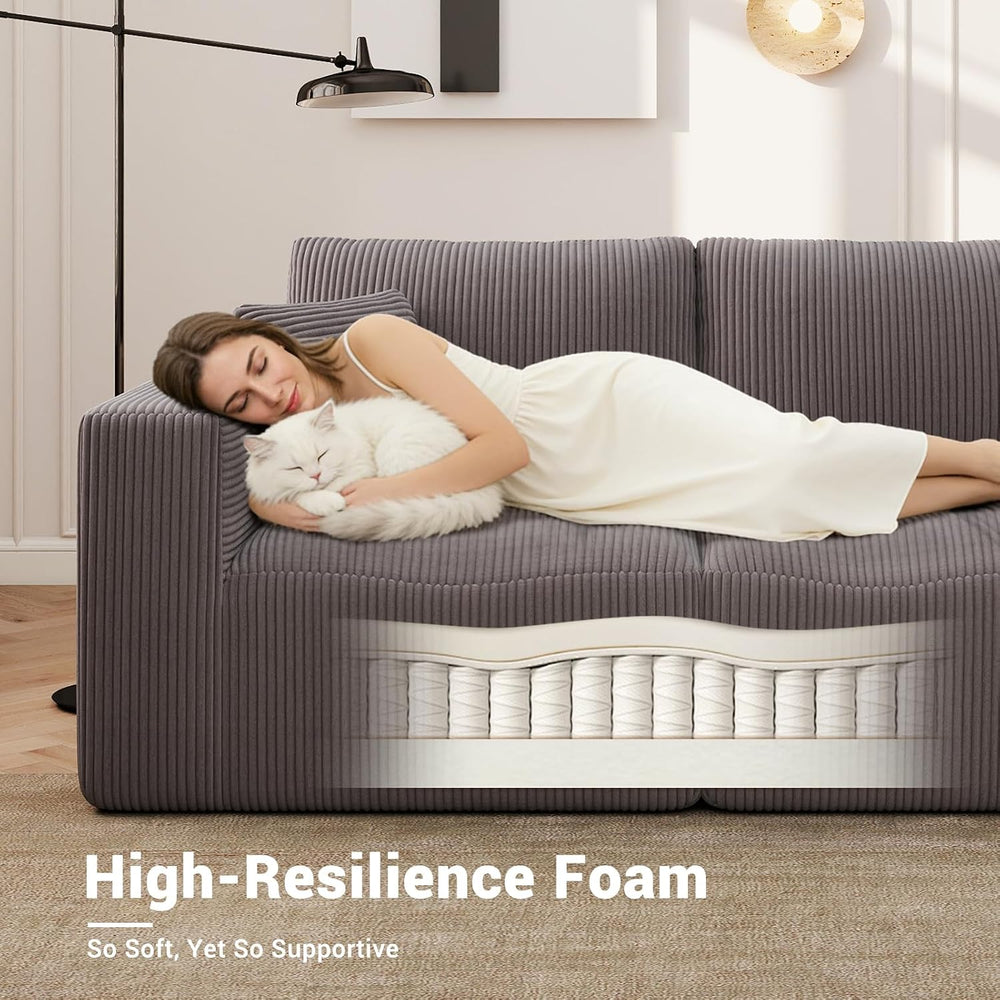 Modular Loveseat Couch Cloud Couches for Living Room - 79" Boneless Sofa...