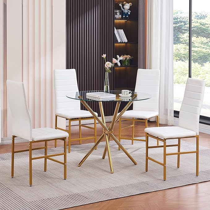 PU Dining Chairs Set of 4, Modern Kitchen & Dining Room Chairs Faux Leath...