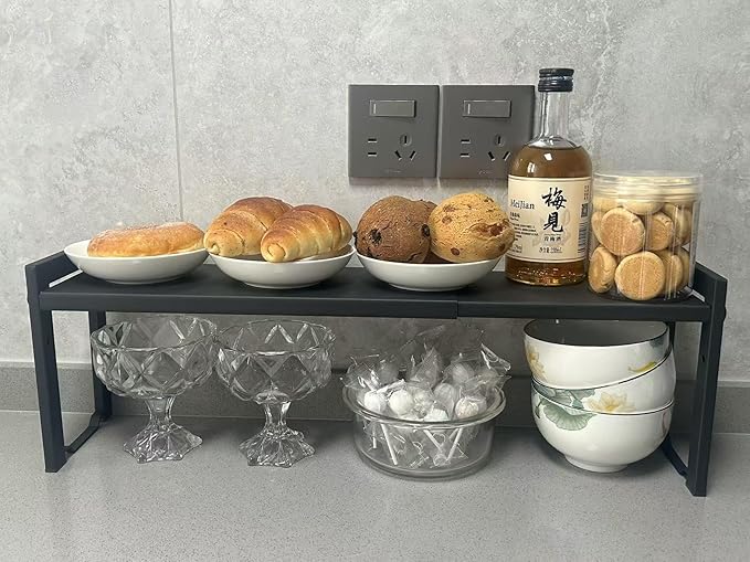 2 Pack Expandable Cabinet Shelf Organizer 16-26" L Stackable Kitchen Counter - Image 5