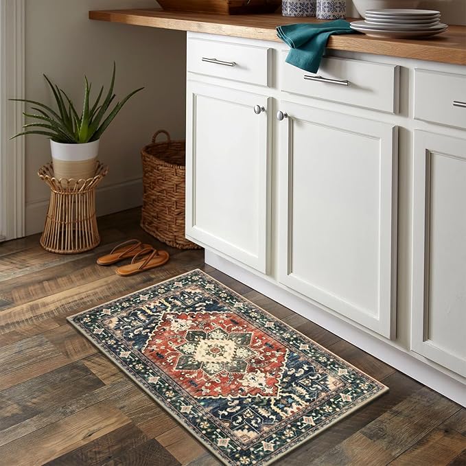 Yamaziot Washable Area Rug, 2x3 Small Entryway Rug Non-Slip Boho Vintage Rug - Image 6