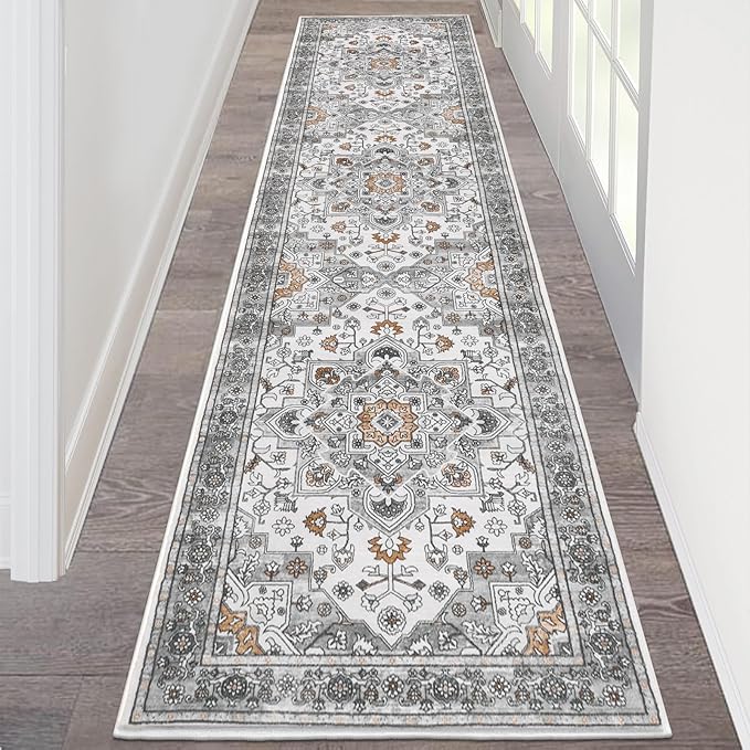 HEBE Hallway Runner Rug 2'x8' Washable Vintage Distressed Area Rugs Non Slip by HEBE