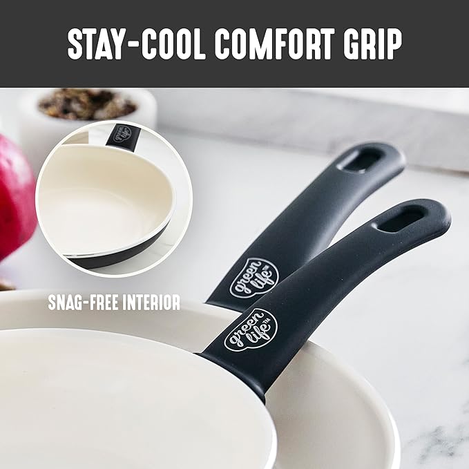 GreenLife 8 Piece Nonstick Cookware Set, Non-Toxic PFAS-Free Ceramic Pots & Pans - Image 6
