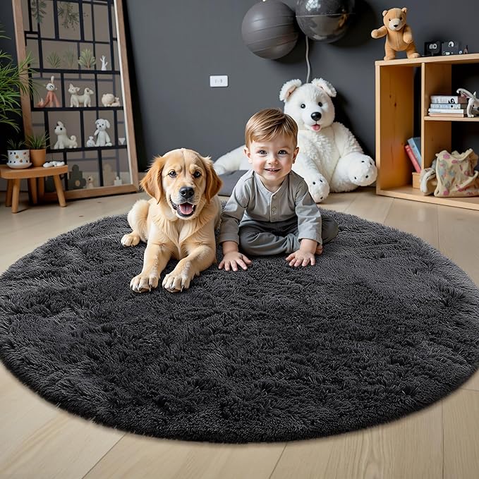 OLANLY Black Round Rugs for Bedroom - Image 3
