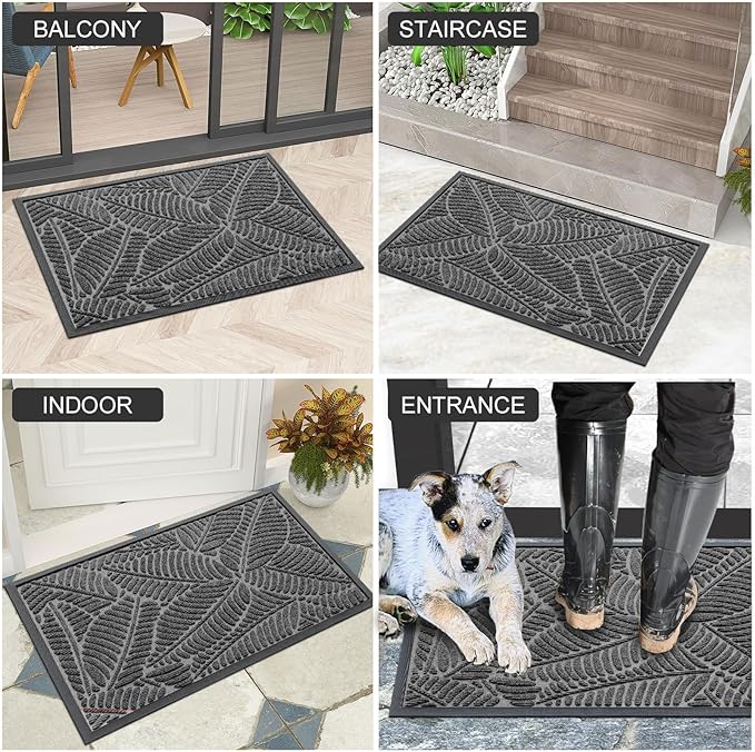 Colorxy Waterproof Doormat, Sturdy Natural Rubber Front Door Mats, Non Slip Low - Image 6