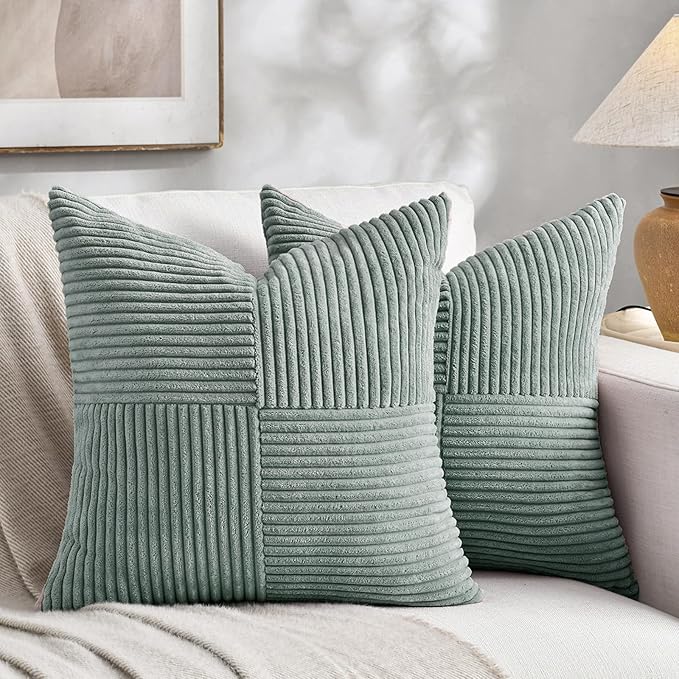 Fancy Homi 2 Packs Grey Blue Euro Decorative Throw Pillow Covers 26x26 Inch by Fancy+Homi