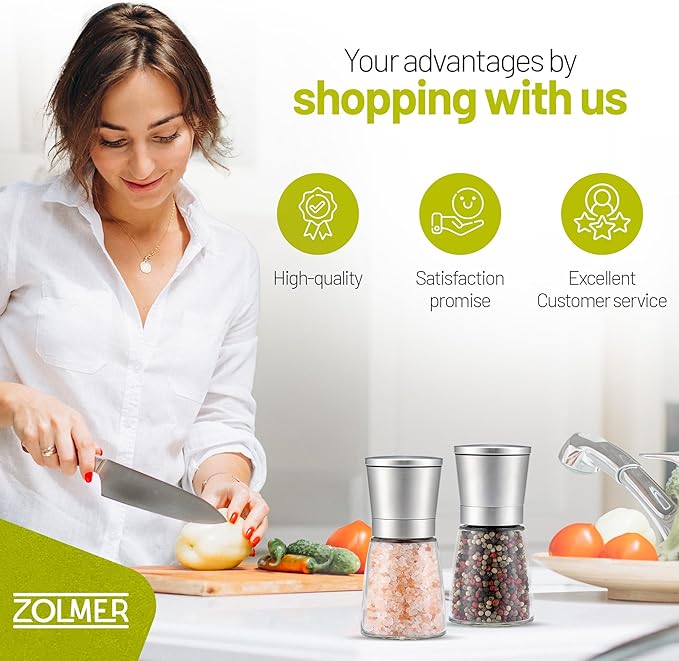 ZOLMER® Premium Stainless Steel Salt and Pepper Grinder Set | Adjustable - Image 7