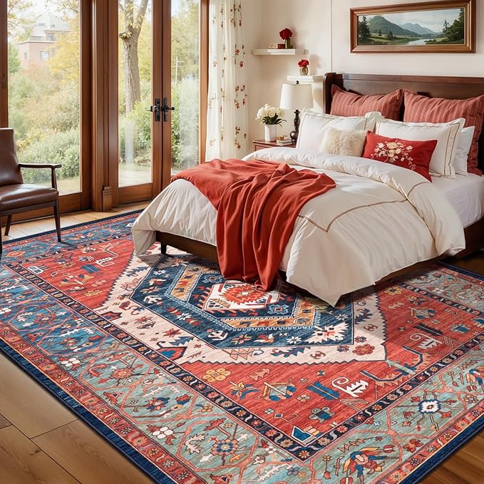 SERISSA 7x9 Area Rugs for Living Room, Large Washable Non-Slip Boho Rug - Image 3