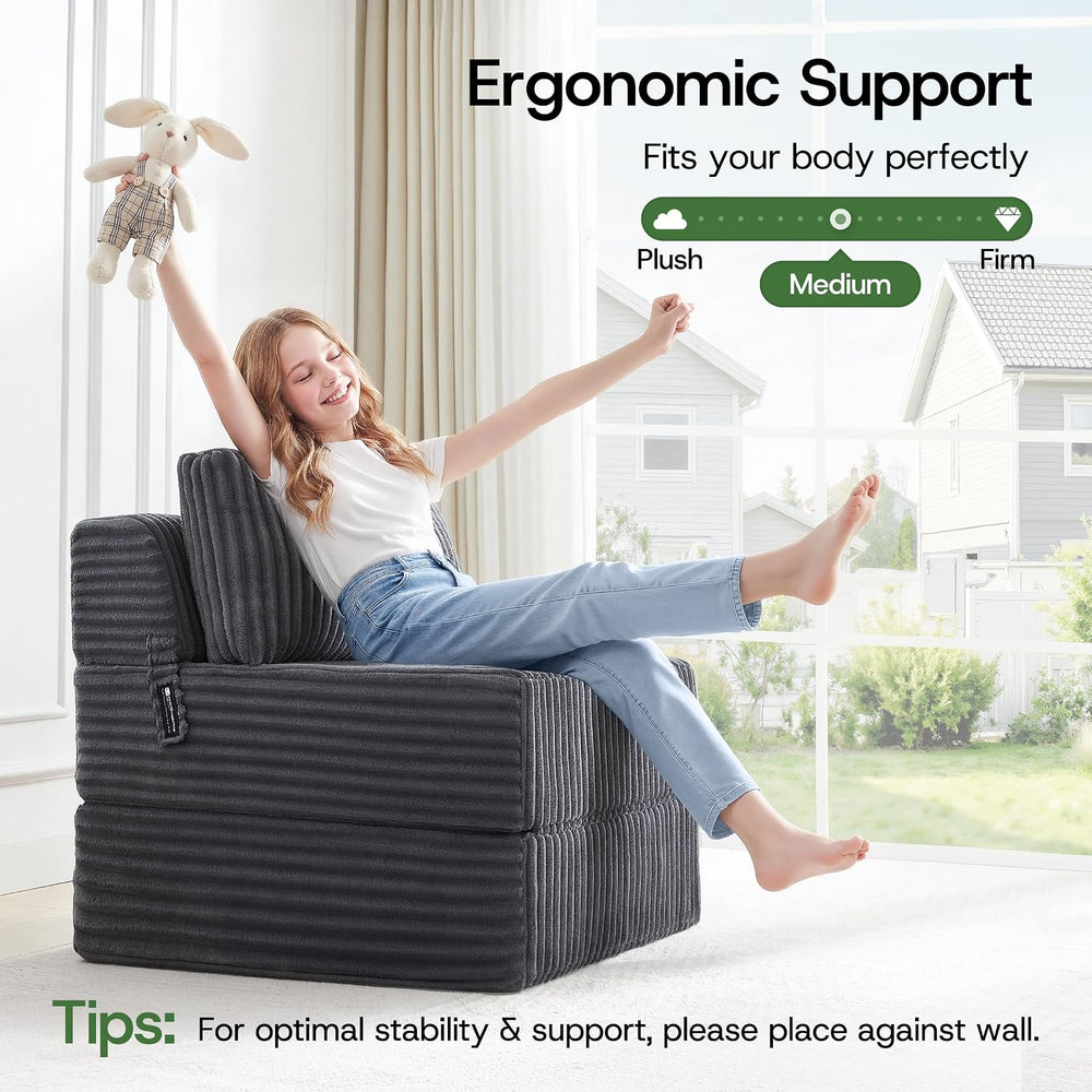 Folding Sofa Bed Convertible 4 in 1 Sleeper Chair Gray Single