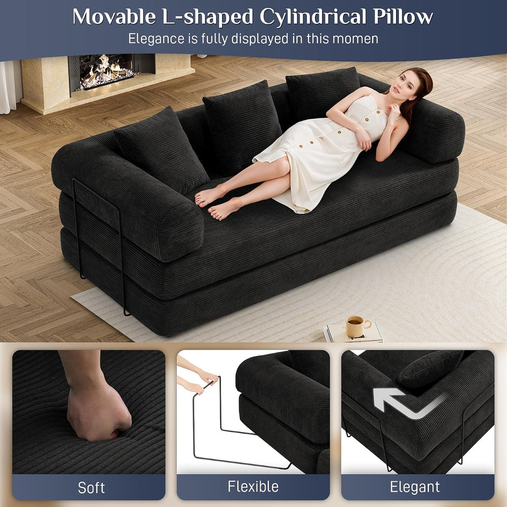 DAMAIFROM Convertible Sleeper Sofa Bed Floor Boneless Couch, Black