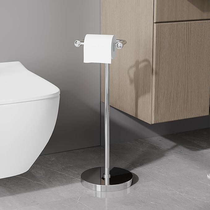 RARXTR Toilet Paper Holder Stand, Post Pivoting Design Free Standing Toilet - Image 2