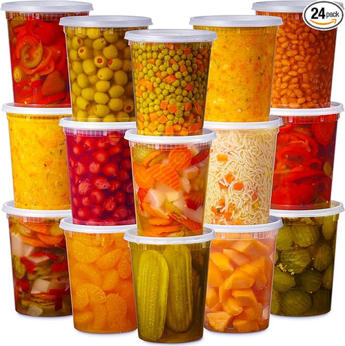 24 Pack -32 Oz Plastic Deli Containers by Munfix