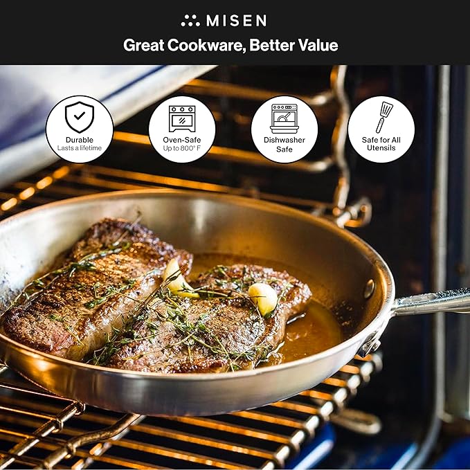 Misen 5-Ply Stainless Steel 12" Frying Pan - Image 8