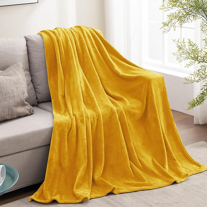BEDELITE Fleece Blanket Twin Size Yellow Throw Blanket - Image 9
