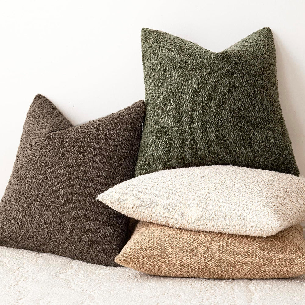 Foindtower Decorative Textured Boucle Throw Pillow Covers 26x26 Light Brown