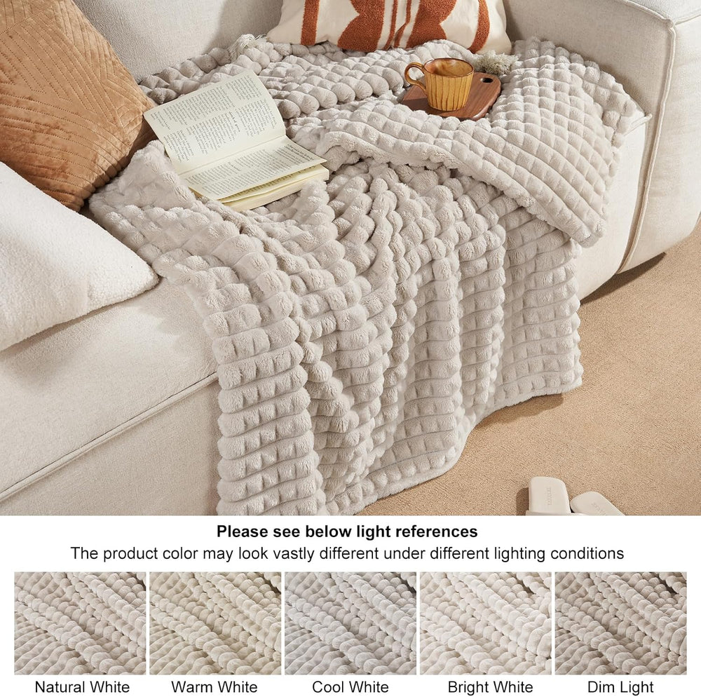 PHF Luxury Soft Fleece Blanket King Size for Bed No-Shed Oak 108"x90"