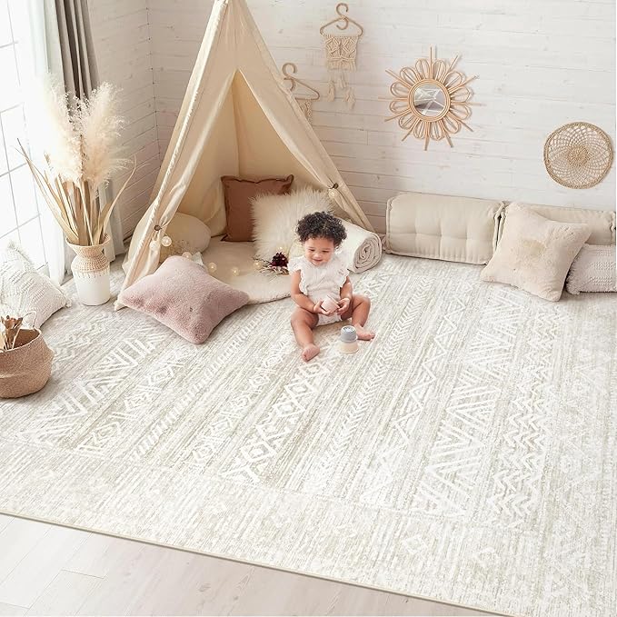 6x9 Area Rugs for Living Room: Washable Moroccan Geometric Boho Rug Farmhouse - Image 2