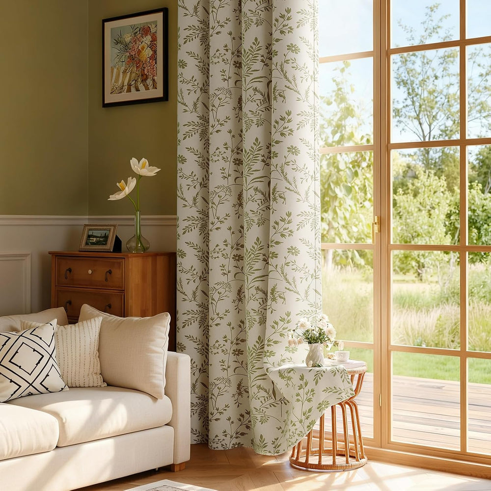 Rinwoc Vintage Leaf and Floral Print Blackout Curtains Set of 2 Panels 84 Inc...