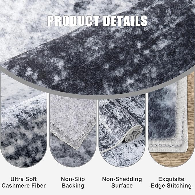 10x14 Area Rug Living Room Rug: Washable Modern Abstract Soft Thin Rug Indoor - Image 6