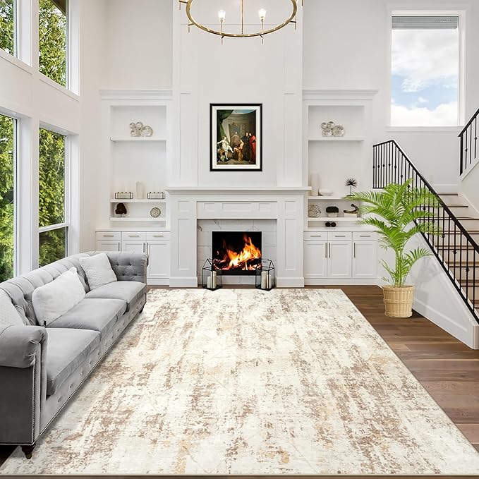 9x12 Area Rugs Washable Rug: Modern Abstract Living Room Rug Soft Anti-Skid by GENTDRIZZ