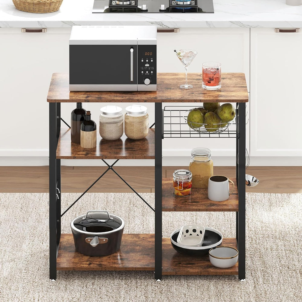 soges 3-Tier Kitchen Baker's Rack, Compact Microwave Stand, Rustic Brown ...