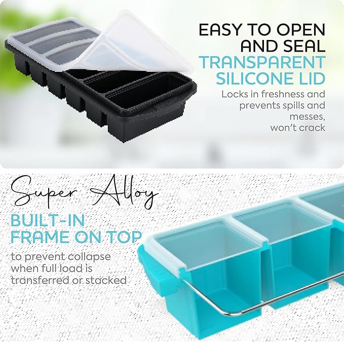 Silicone Freezer Tray With Lid-Soup Freezer Container molds-Large Ice Cube Tray - Image 3