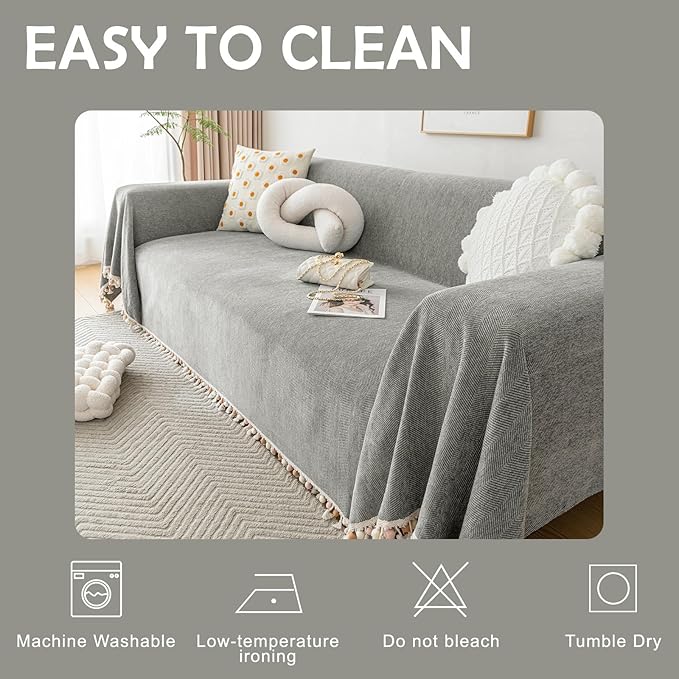 HANDONTIME Couch Slipcovers for Sofas Dark Grey Couch Cover Sofa Cover for Dogs - Image 6