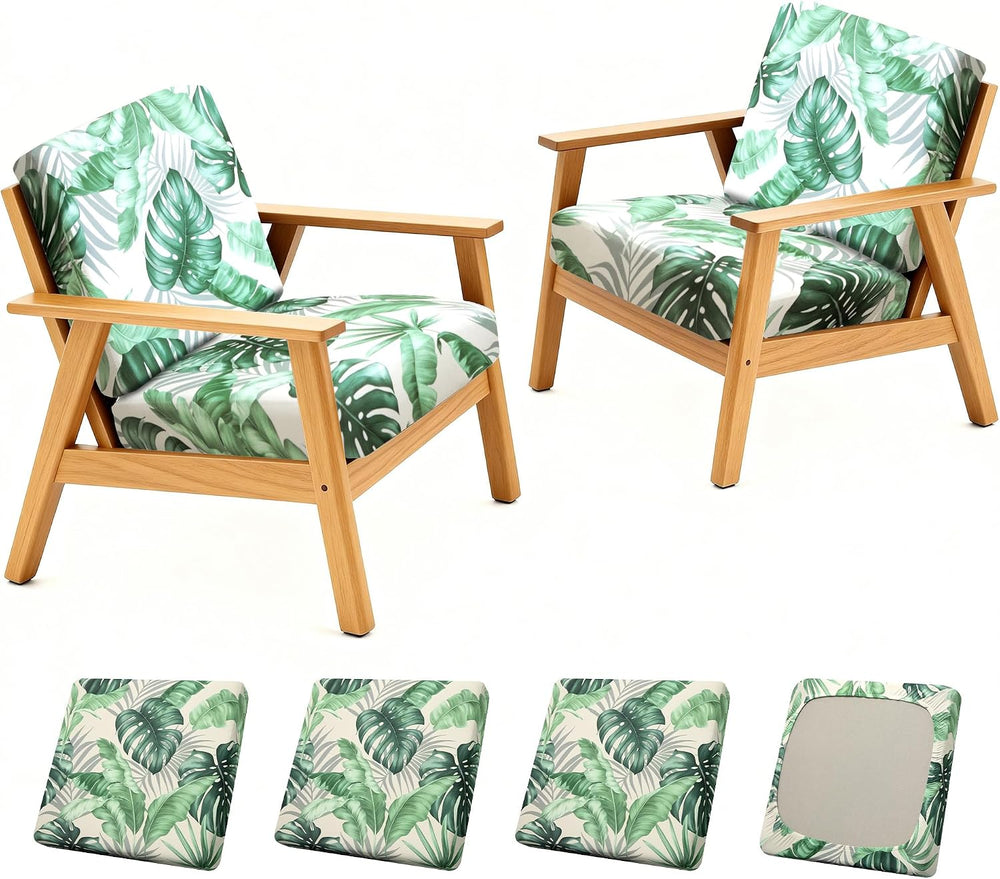 4Pcs Patio Stretch Cushion Covers, Outdoor Sofa Replacement Cover Slipcovers